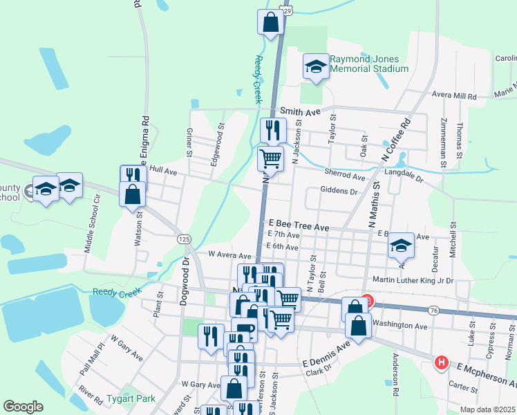 map of restaurants, bars, coffee shops, grocery stores, and more near 606 North Davis Street in Nashville