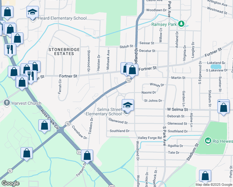 map of restaurants, bars, coffee shops, grocery stores, and more near 100 West Marion Drive in Dothan