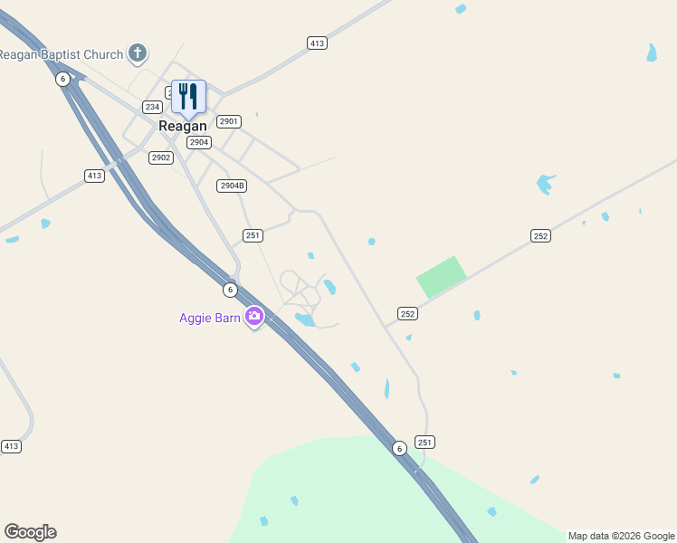 map of restaurants, bars, coffee shops, grocery stores, and more near 250-296 County Road 251 in Reagan