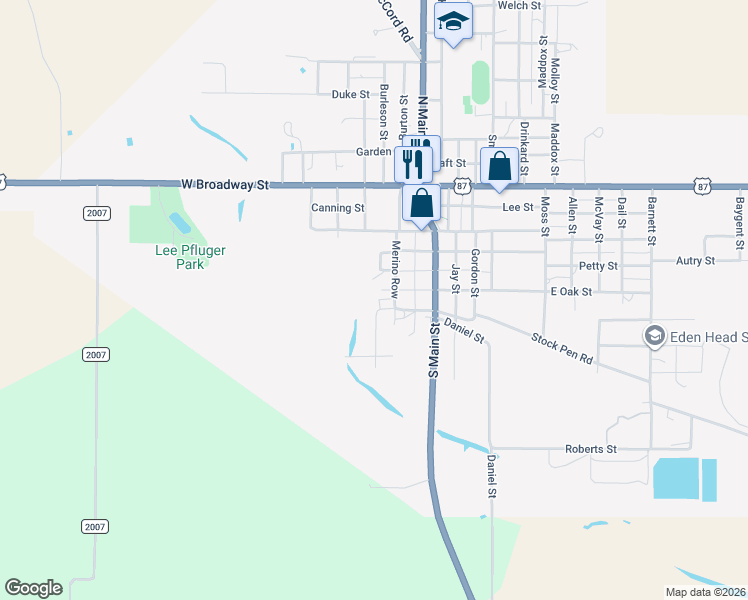 map of restaurants, bars, coffee shops, grocery stores, and more near 511 Merino Row in Eden