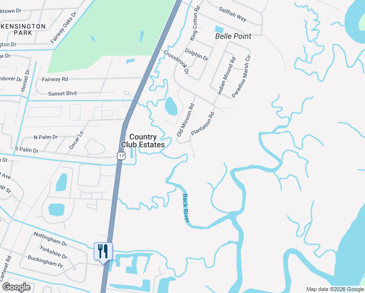 map of restaurants, bars, coffee shops, grocery stores, and more near 528 Old Mission Road in Brunswick