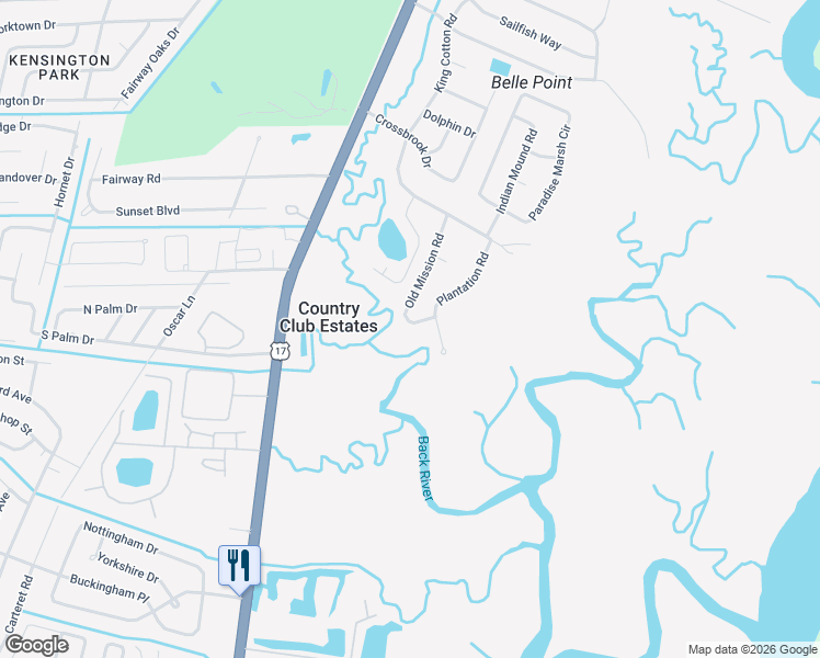 map of restaurants, bars, coffee shops, grocery stores, and more near 528 Old Mission Road in Brunswick
