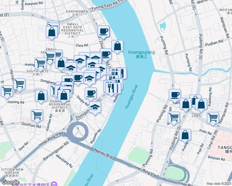 map of restaurants, bars, coffee shops, grocery stores, and more near in 