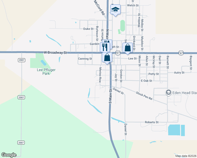 map of restaurants, bars, coffee shops, grocery stores, and more near 511 Merino Row Street in Eden