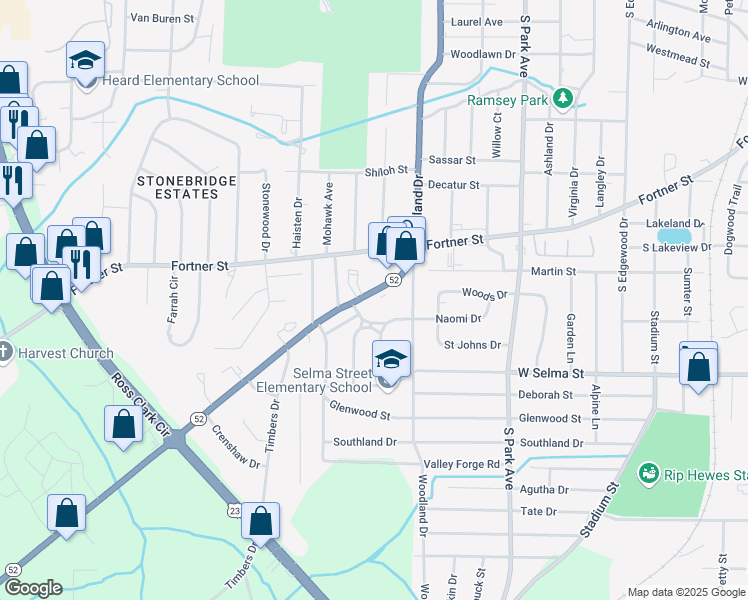 map of restaurants, bars, coffee shops, grocery stores, and more near 100 W Marion Dr in Dothan