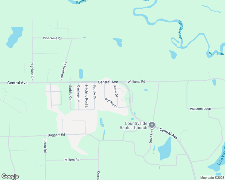 map of restaurants, bars, coffee shops, grocery stores, and more near 195 Diane Drive in Waycross