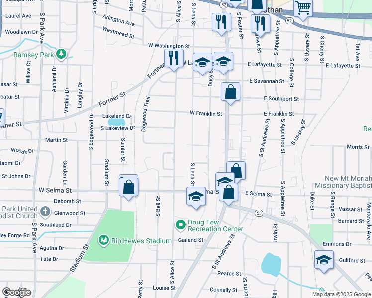 map of restaurants, bars, coffee shops, grocery stores, and more near 402 Floyd Street in Dothan