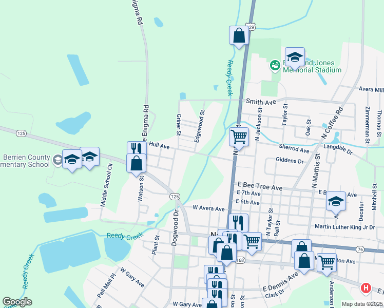 map of restaurants, bars, coffee shops, grocery stores, and more near 401 Edgewood Street in Nashville