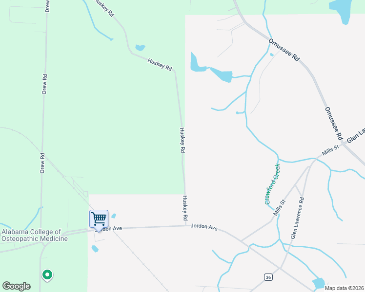 map of restaurants, bars, coffee shops, grocery stores, and more near Huskey Road in Dothan