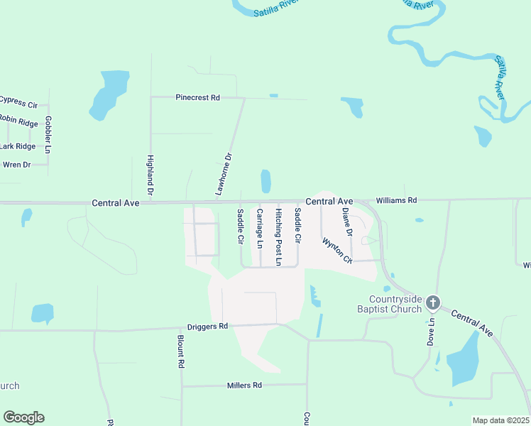 map of restaurants, bars, coffee shops, grocery stores, and more near 980 Carriage Lane in Waycross