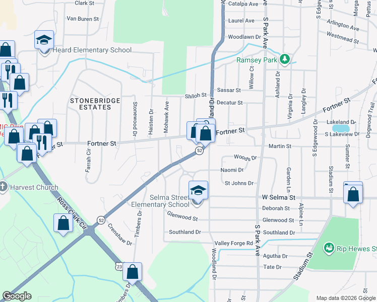 map of restaurants, bars, coffee shops, grocery stores, and more near 1468 Hartford Hwy in Dothan