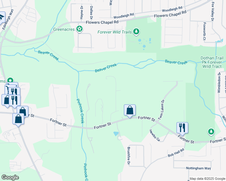 map of restaurants, bars, coffee shops, grocery stores, and more near 401 Sunrise Drive in Dothan