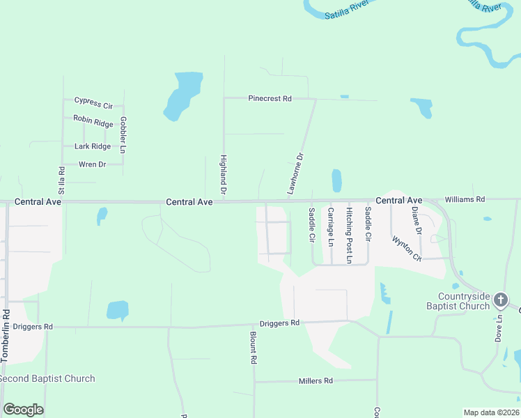 map of restaurants, bars, coffee shops, grocery stores, and more near 4102 Central Avenue in Waycross