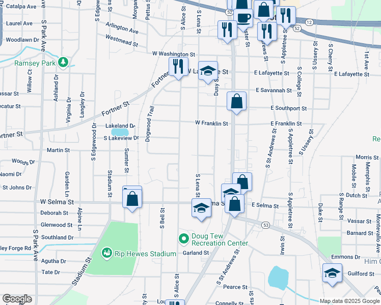 map of restaurants, bars, coffee shops, grocery stores, and more near 402 Floyd St in Dothan