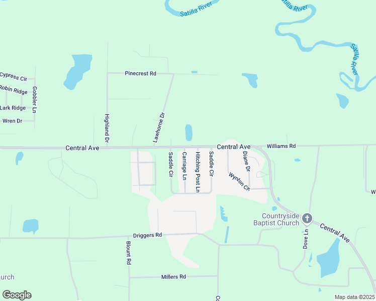 map of restaurants, bars, coffee shops, grocery stores, and more near 980 Carriage Lane in Waycross