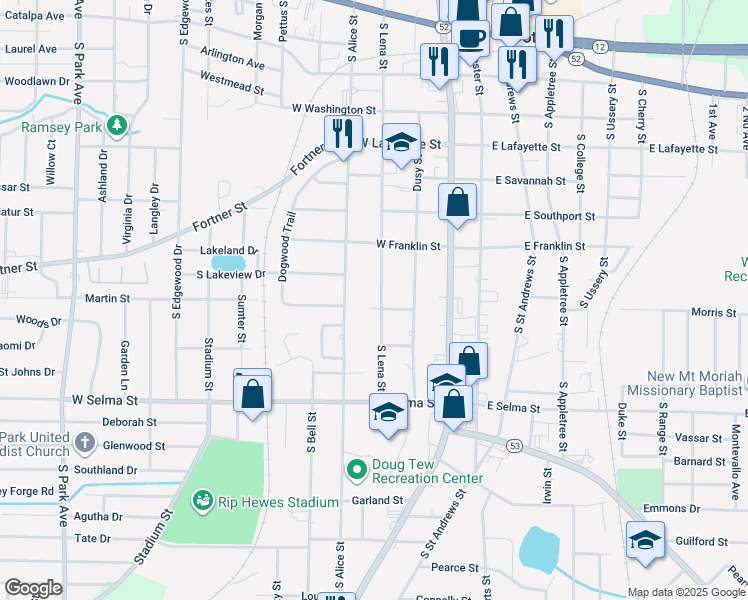 map of restaurants, bars, coffee shops, grocery stores, and more near 810 South Lena Street in Dothan