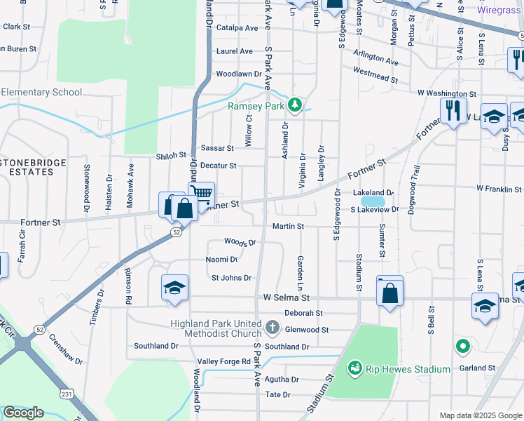 map of restaurants, bars, coffee shops, grocery stores, and more near 1145 Fortner Street in Dothan