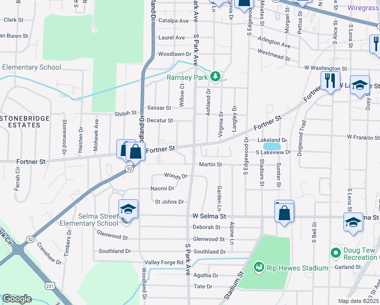 map of restaurants, bars, coffee shops, grocery stores, and more near 1030 South Park Avenue in Dothan