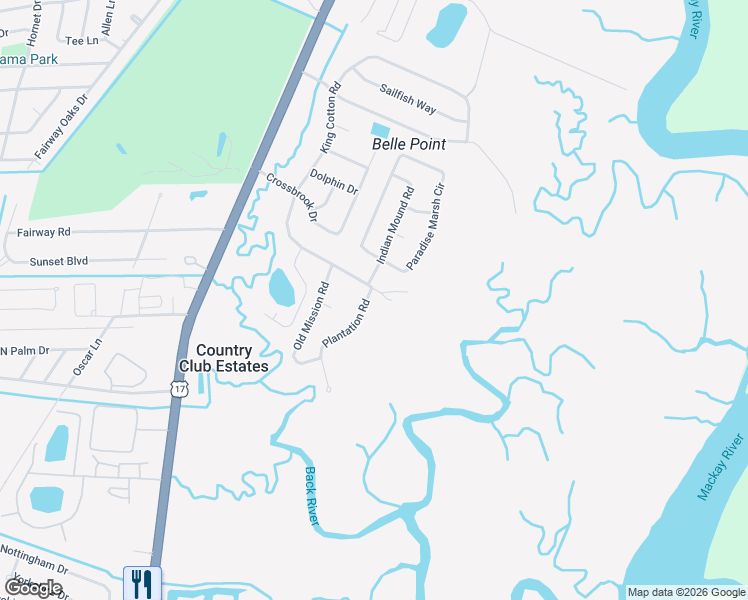 map of restaurants, bars, coffee shops, grocery stores, and more near 108 King Cotton Road in Brunswick