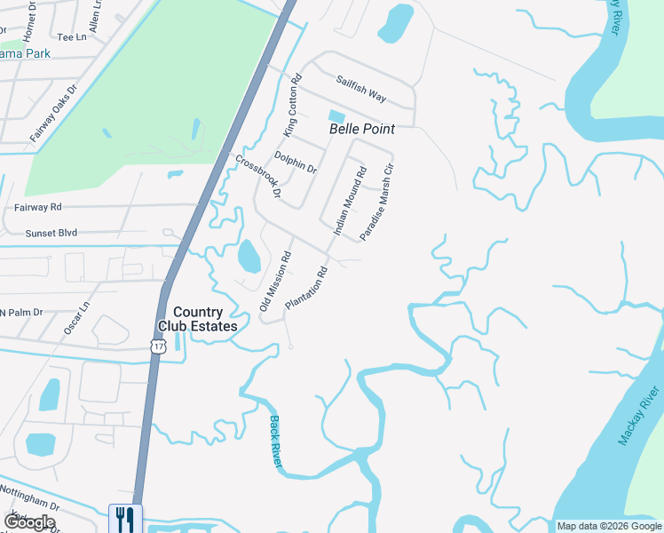 map of restaurants, bars, coffee shops, grocery stores, and more near 108 King Cotton Road in Brunswick