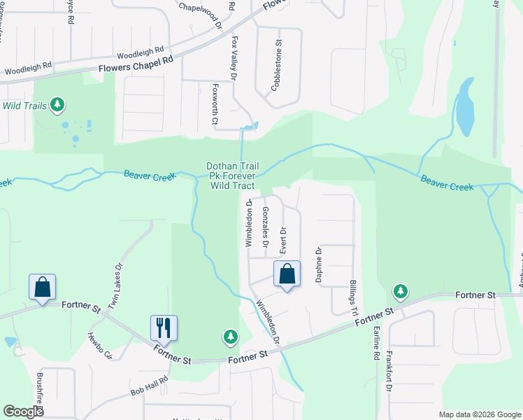 map of restaurants, bars, coffee shops, grocery stores, and more near 802 Gonzales Drive in Dothan