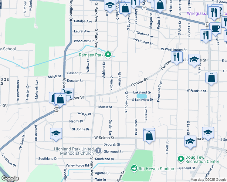 map of restaurants, bars, coffee shops, grocery stores, and more near 1000 South Edgewood Drive in Dothan