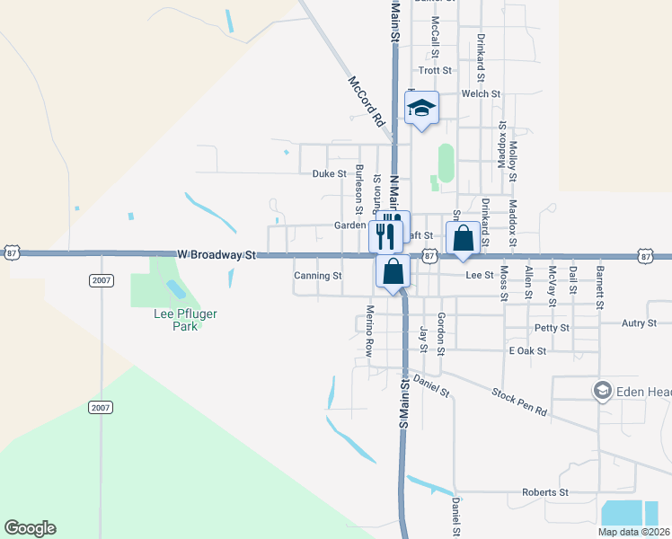 map of restaurants, bars, coffee shops, grocery stores, and more near 720 West Broadway Street in Eden