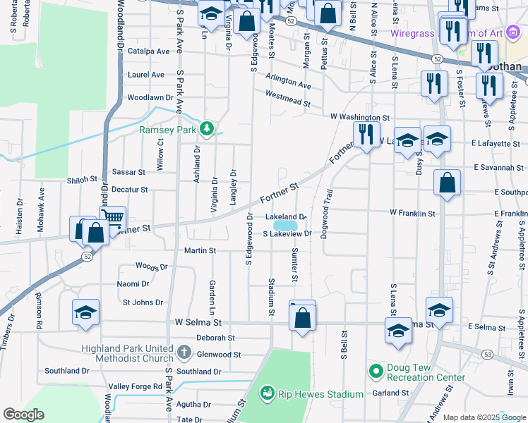 map of restaurants, bars, coffee shops, grocery stores, and more near in Dothan