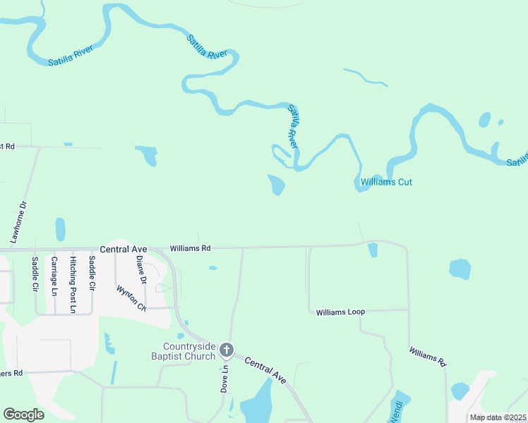 map of restaurants, bars, coffee shops, grocery stores, and more near 59 Princess Di Lane in Waycross