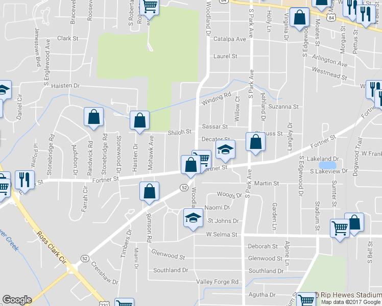 map of restaurants, bars, coffee shops, grocery stores, and more near 944 Woodland Drive in Dothan