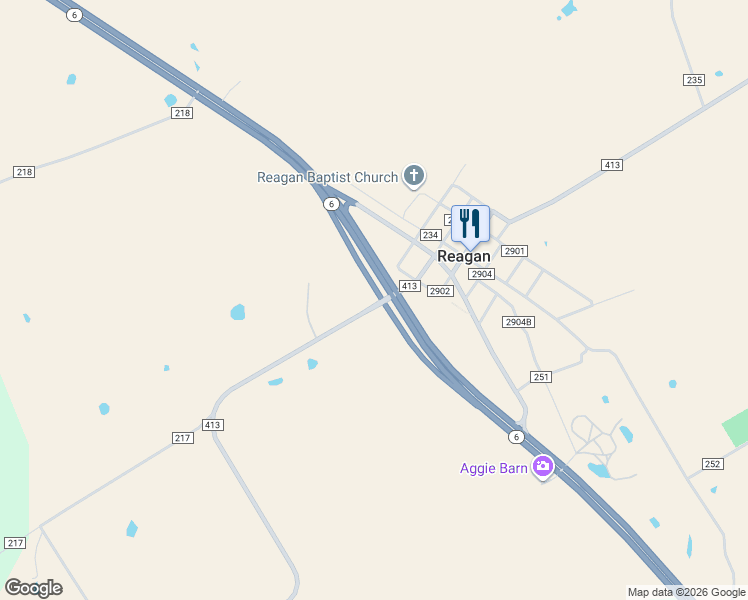 map of restaurants, bars, coffee shops, grocery stores, and more near 3639 Farm to Market 413 in Reagan