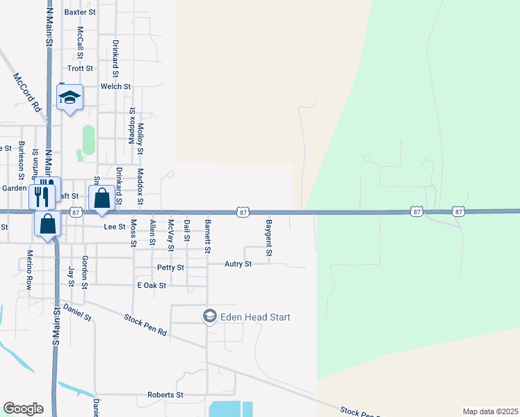 map of restaurants, bars, coffee shops, grocery stores, and more near 802 East Broadway Street in Eden