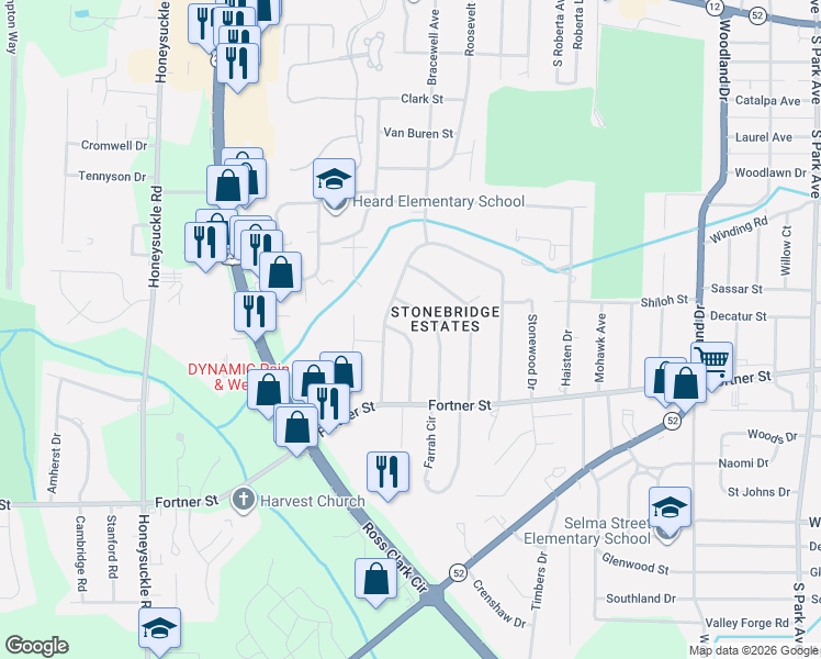 map of restaurants, bars, coffee shops, grocery stores, and more near 505 Collingswood Drive in Dothan