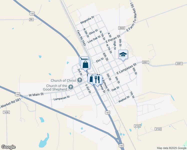 map of restaurants, bars, coffee shops, grocery stores, and more near in Lometa