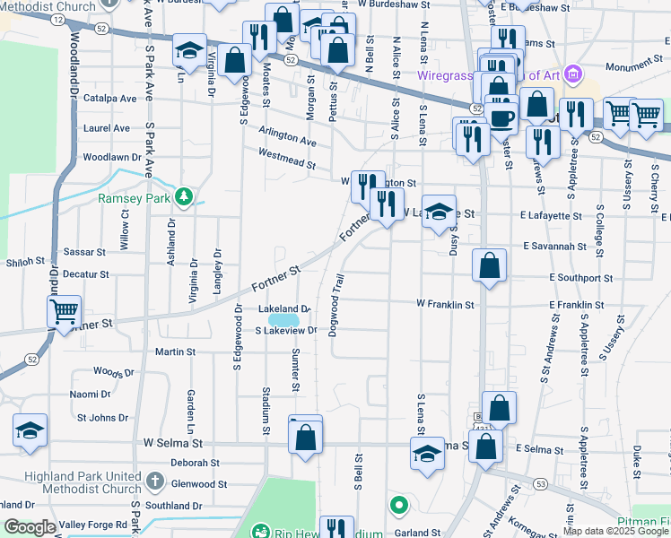 map of restaurants, bars, coffee shops, grocery stores, and more near 700 Dogwood Trail in Dothan