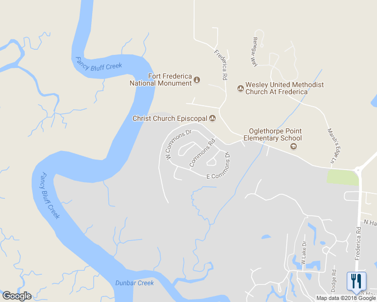 map of restaurants, bars, coffee shops, grocery stores, and more near 517 Clements Circle in Saint Simons Island