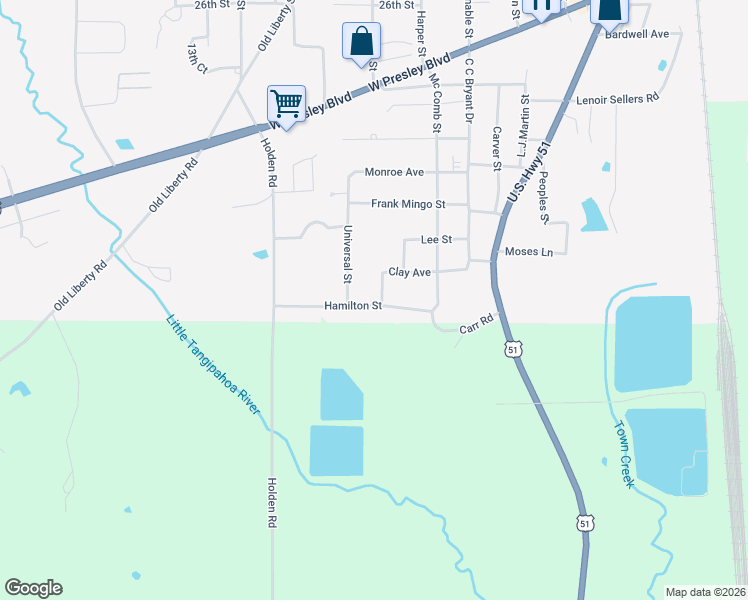 map of restaurants, bars, coffee shops, grocery stores, and more near 416 Hamilton Street in McComb