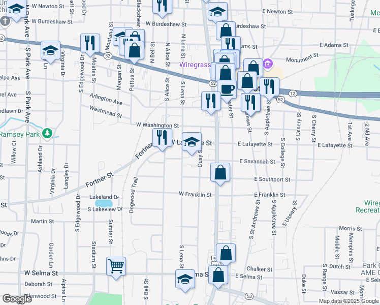 map of restaurants, bars, coffee shops, grocery stores, and more near 500 Dusy Street in Dothan
