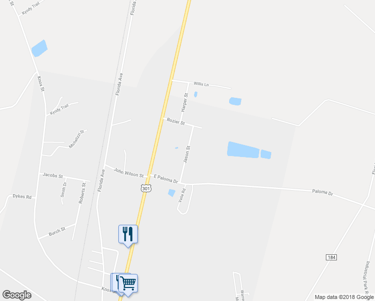 map of restaurants, bars, coffee shops, grocery stores, and more near 100 Jason Street in Nahunta