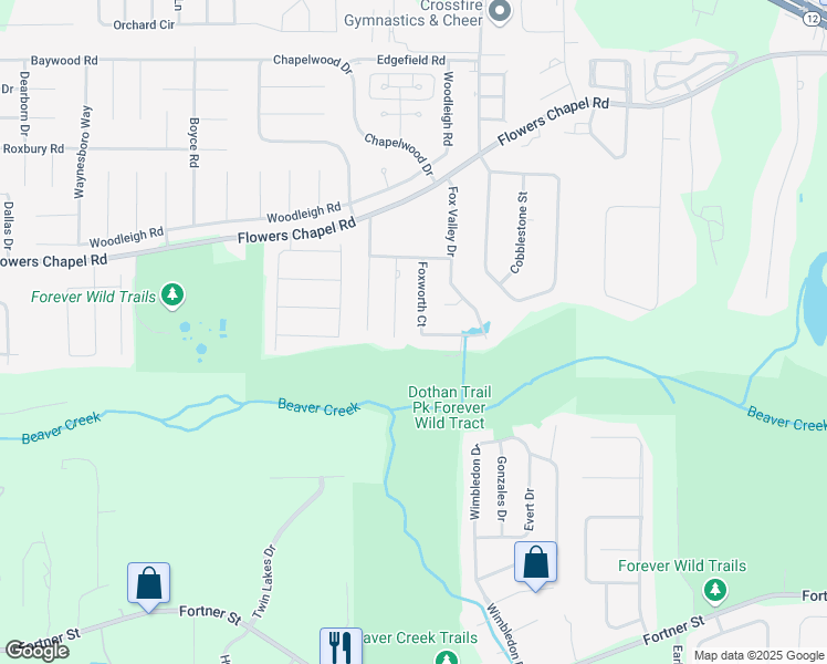 map of restaurants, bars, coffee shops, grocery stores, and more near 114 Foxworth Court in Dothan