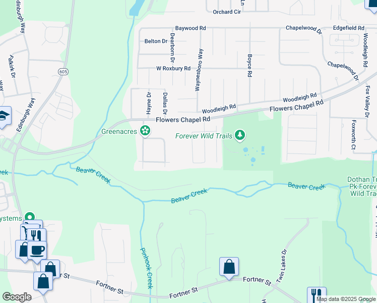 map of restaurants, bars, coffee shops, grocery stores, and more near 235 Lighthouse Drive in Dothan