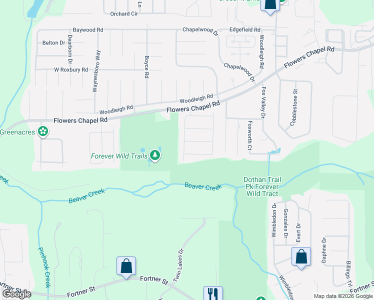 map of restaurants, bars, coffee shops, grocery stores, and more near 410 Mill Creek Circle in Dothan