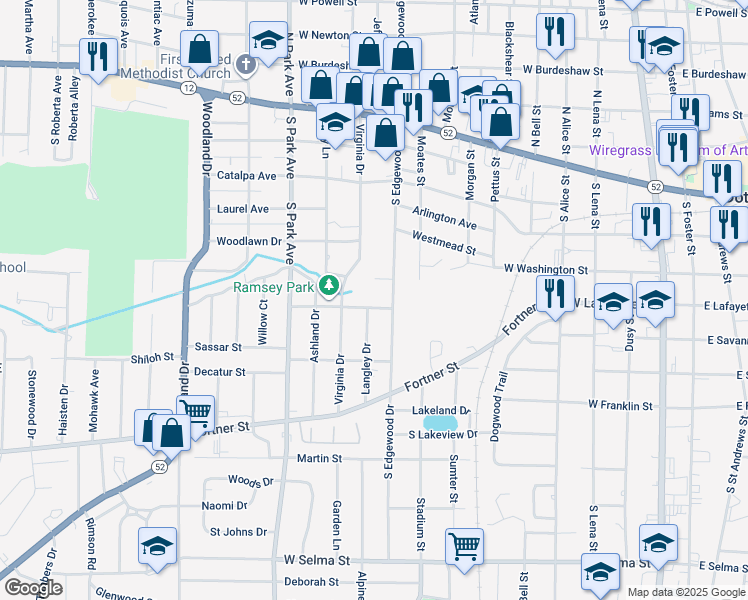 map of restaurants, bars, coffee shops, grocery stores, and more near 902 Suzanna Street in Dothan