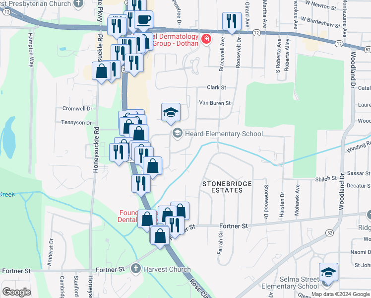 map of restaurants, bars, coffee shops, grocery stores, and more near 146 Sheila Drive in Dothan