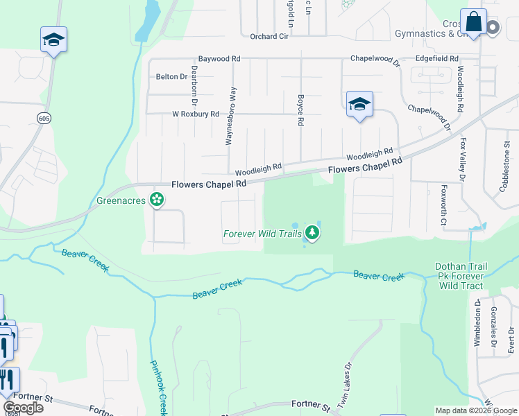 map of restaurants, bars, coffee shops, grocery stores, and more near 101-199 Narcise Drive in Dothan