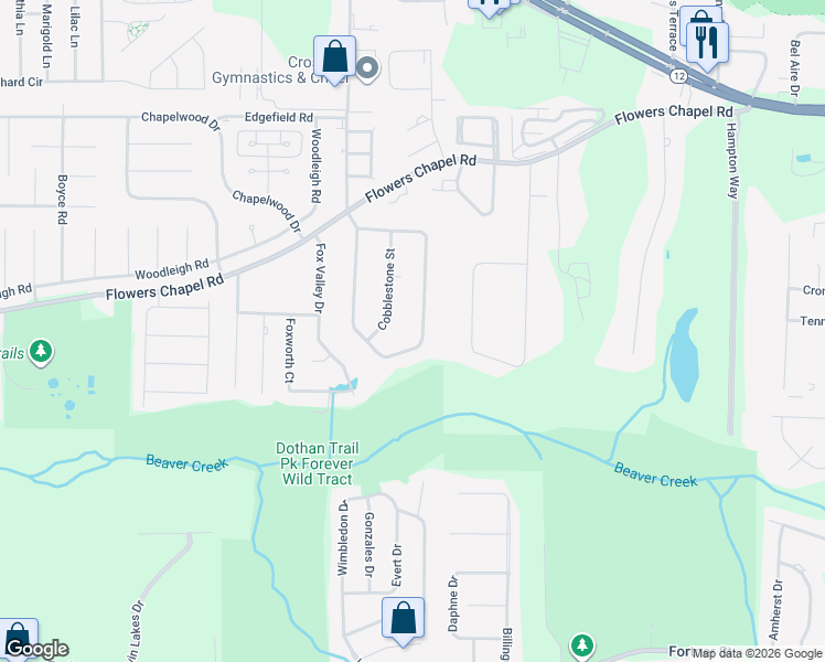 map of restaurants, bars, coffee shops, grocery stores, and more near 307 Stonegate Drive in Dothan
