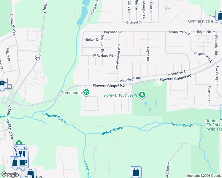 map of restaurants, bars, coffee shops, grocery stores, and more near 249 Lighthouse Drive in Dothan