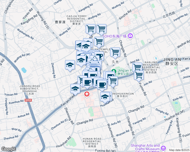 map of restaurants, bars, coffee shops, grocery stores, and more near in 