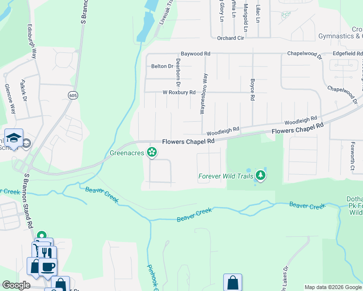 map of restaurants, bars, coffee shops, grocery stores, and more near 4341 Flowers Chapel Road in Dothan