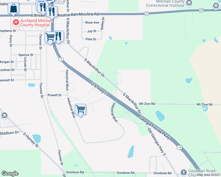 map of restaurants, bars, coffee shops, grocery stores, and more near 400 U.S. 19 in Camilla